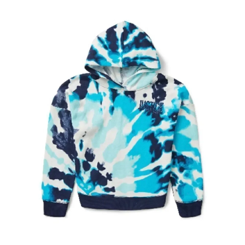 Justice Girls Fleece Tie Dye Long Sleeve Hoodie Shirt Top Size XS 5/6